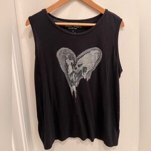 RACHEL Rachel Roy Black Heart Graphic Muscle Tee